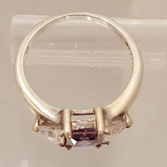 Amethyst and CZ Sterling Ring 8.5 - Picture 2 of 6